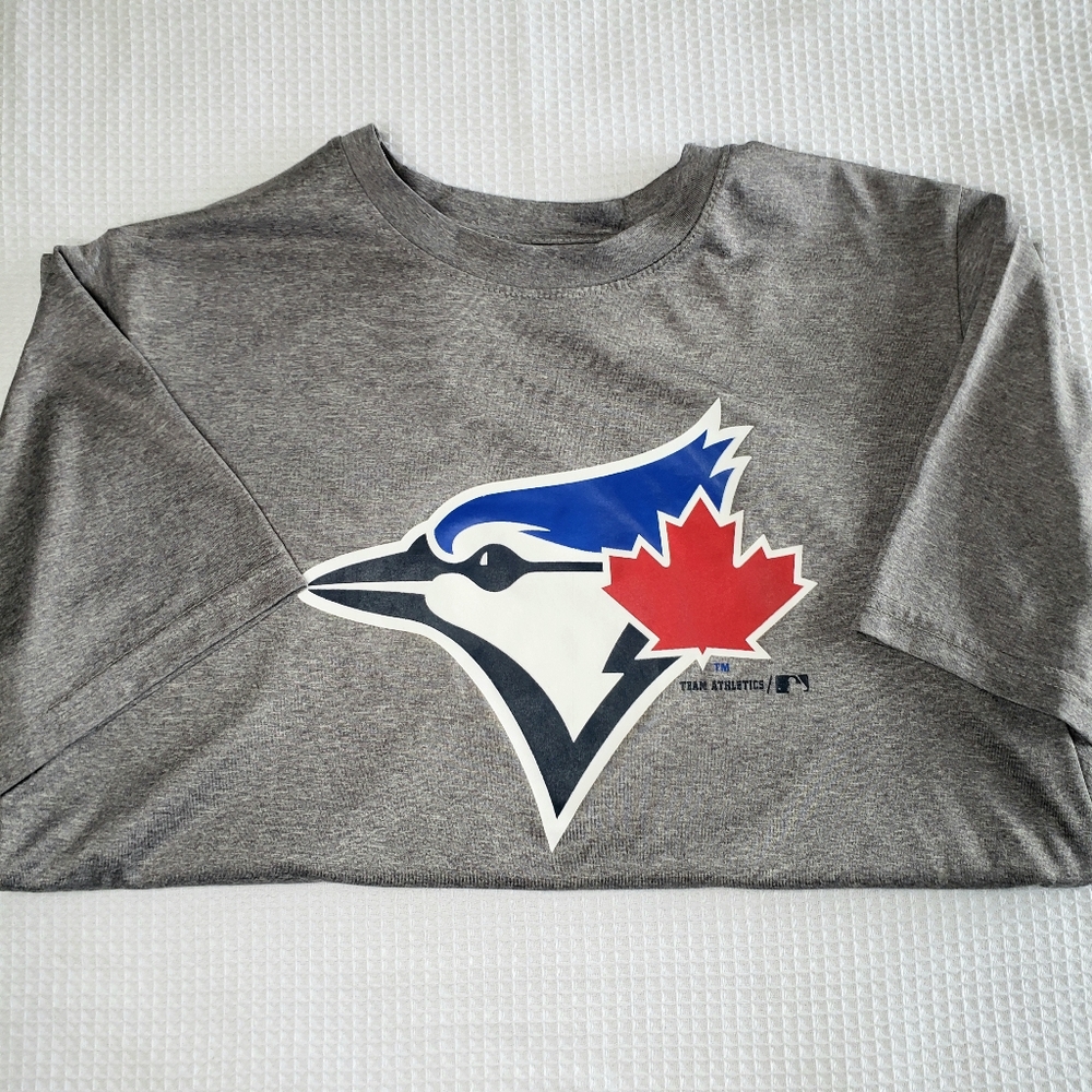 Blue Jays Genuine Merch Boys 12-14 Large Grey Short Sleeve T-Shirts Tops